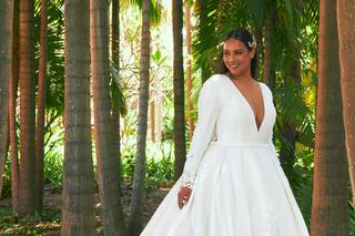 vestido de novia estilo princesa con escote V