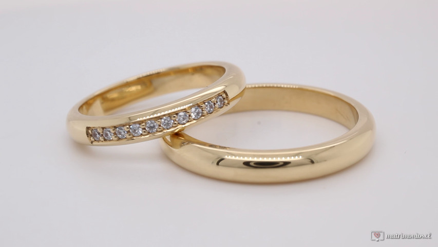 Argollas de matrimonio inglesas oro amarillo y diamantes