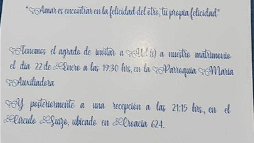 Invitación boda azul