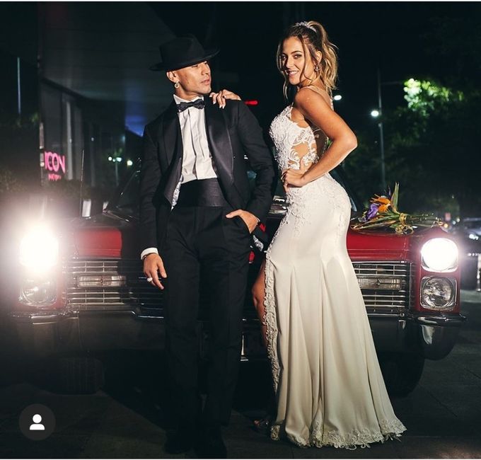 El look del bailarín Gabo Peralta y esposa 🎩 👰 1
