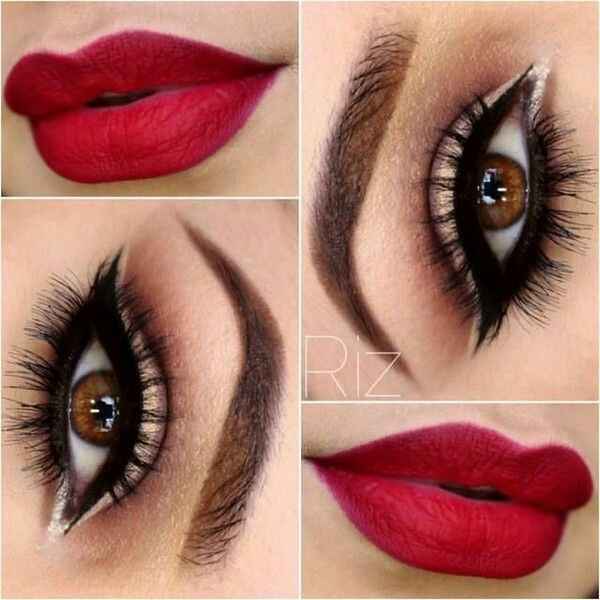 Sombra oscura y labial rojo 👌 - 2