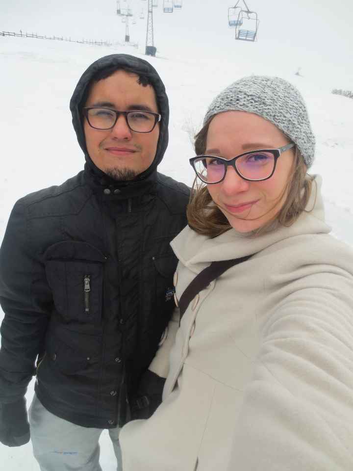 Volcán Osorno, ¡nieve! Mi cara, jaja el viento esta muy fuerte y helado...