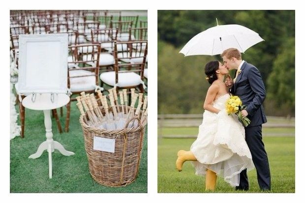 Paraguas para lluvia en boda