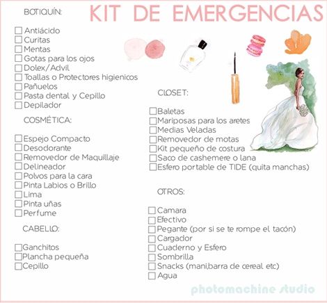 Otro tipo de lista de kit de emergencia para novias