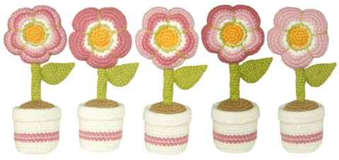 Maceteros con flor a crochet