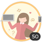 Blogger (50). ¡Ya creaste 50 posts! Internet es tu medio para compartir ideas y dudas con los demás. Presume con esta medalla de ser un auténtico blogger.