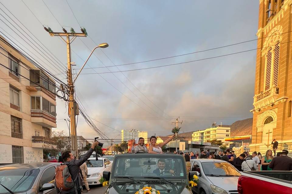 Foto panorámica novios