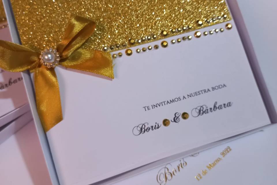 Invitación glitter en caja