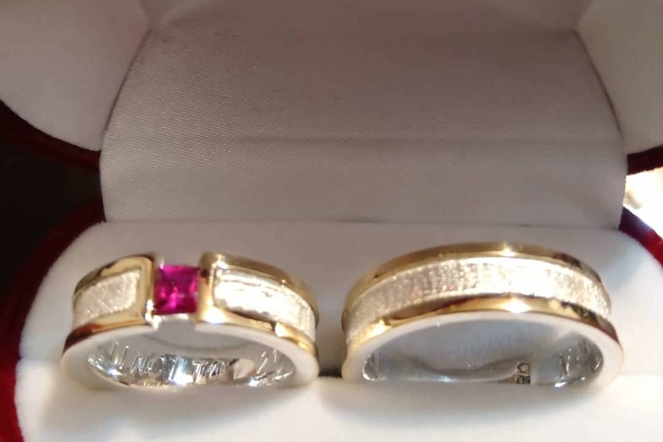 Argollas plata con oro 18K