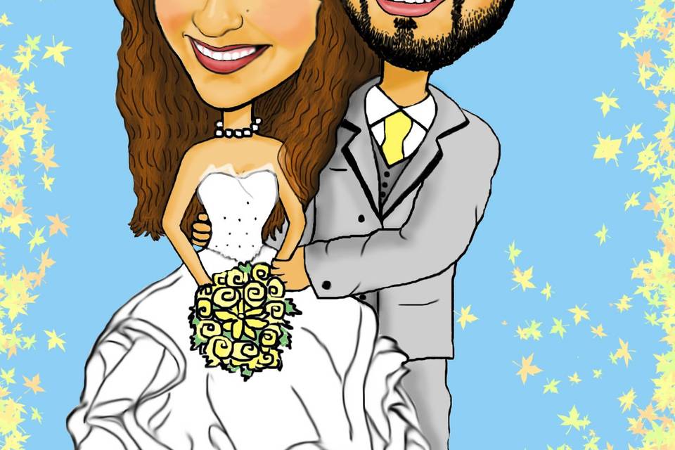 Caricatura digital novios