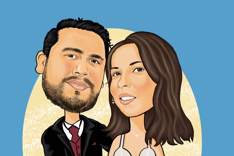 Caricatura digital novios