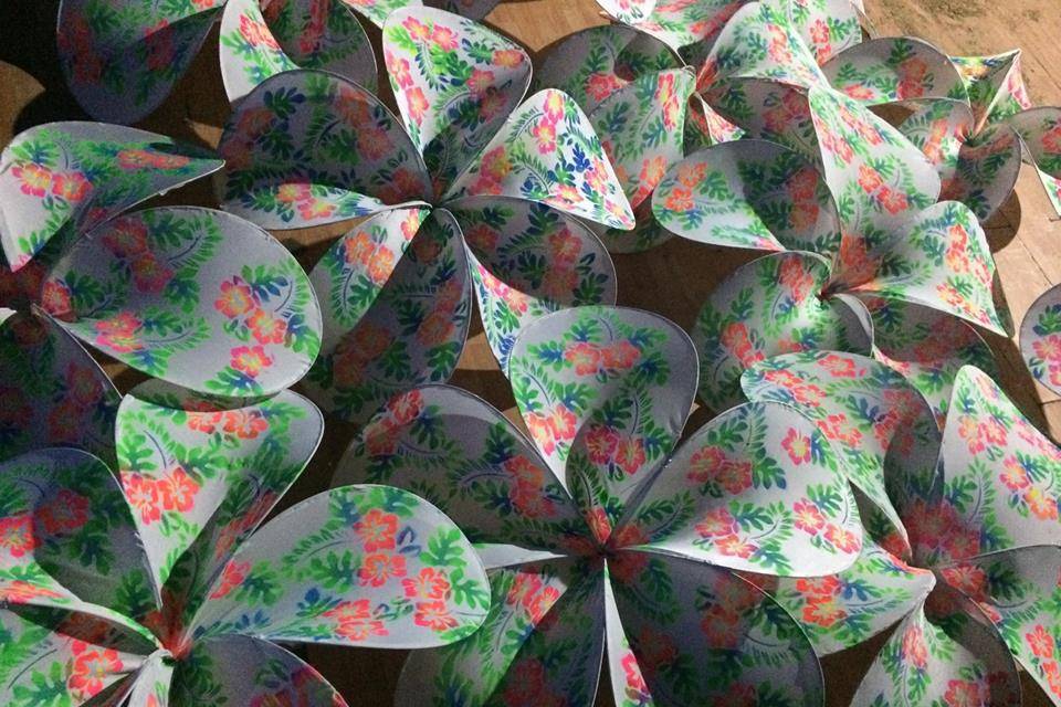 Flor tela estampada a mano