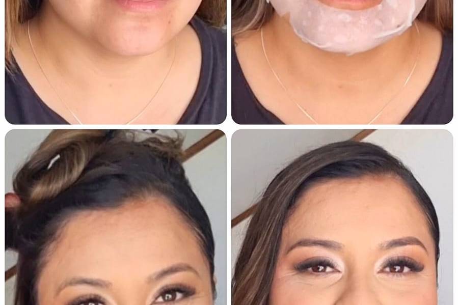 Proceso de maquillaje de novia