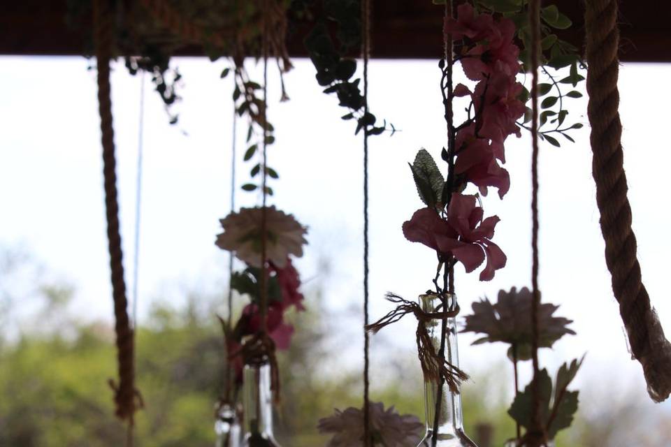 Decoración con botellas de cristal