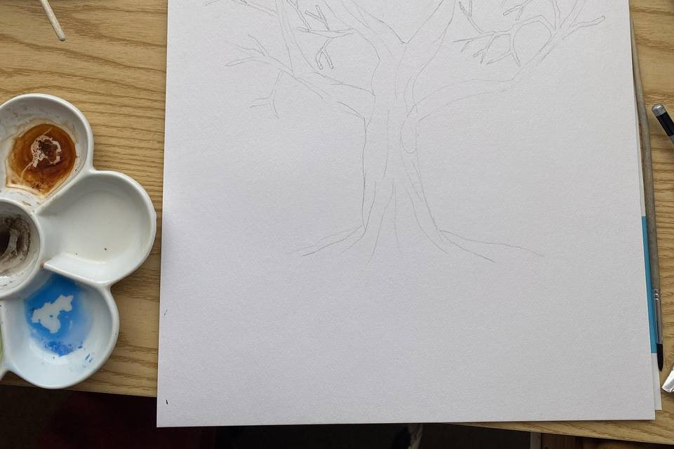 Dibujo único de árbol