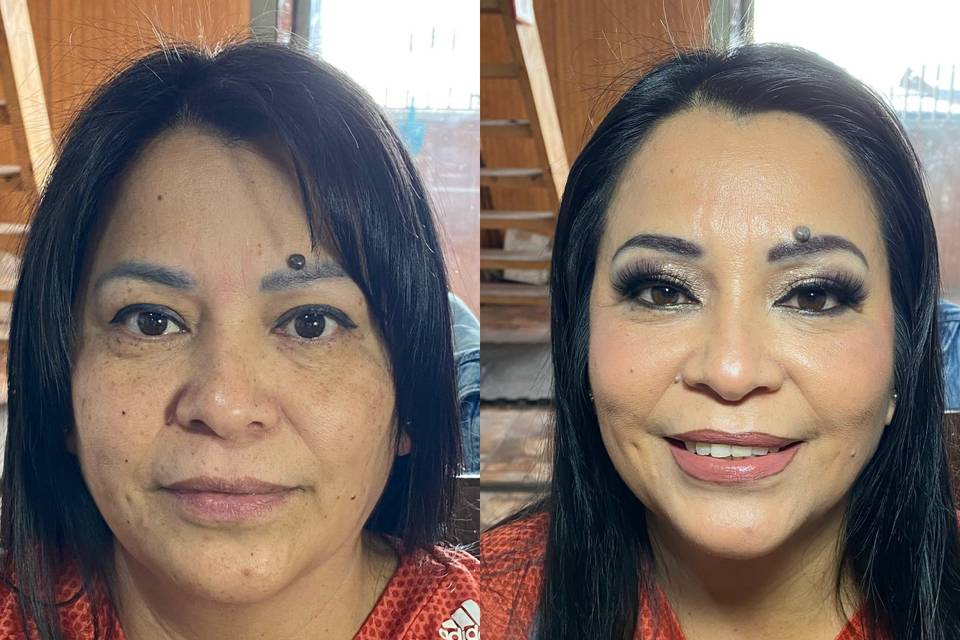 Antes y después del maquillaje