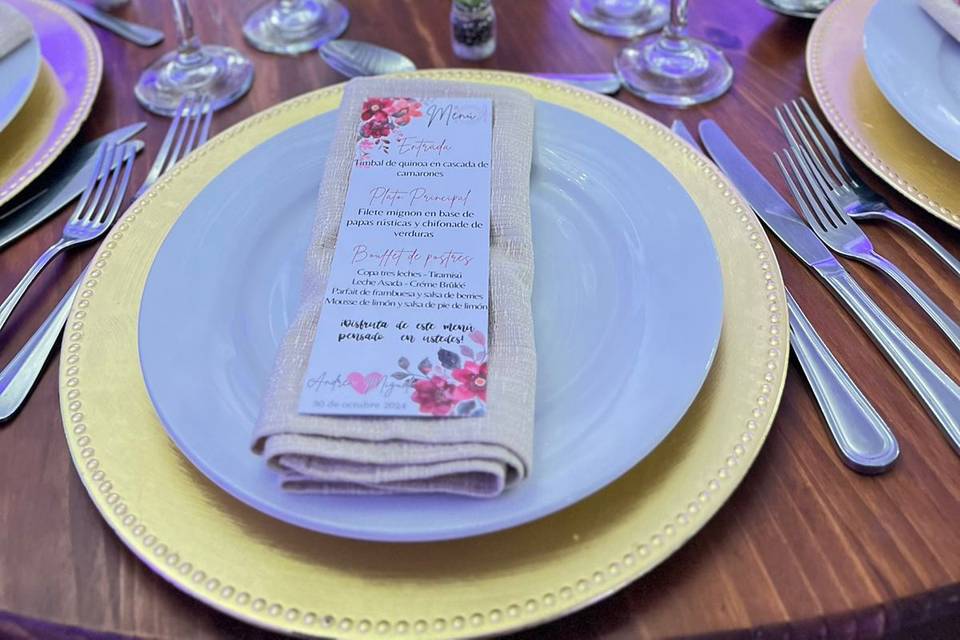 Menú por mesa