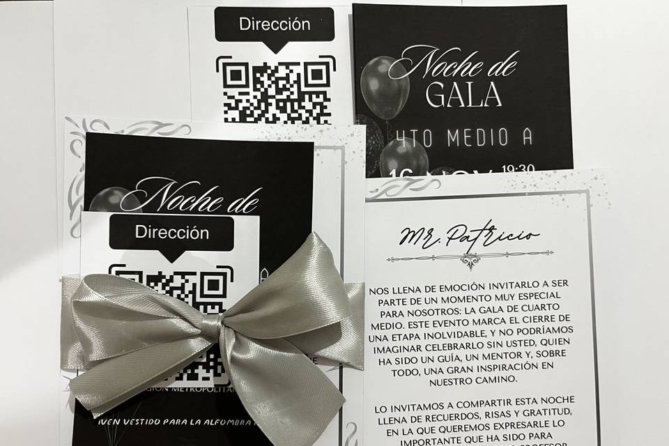 Invitación color negro y gris