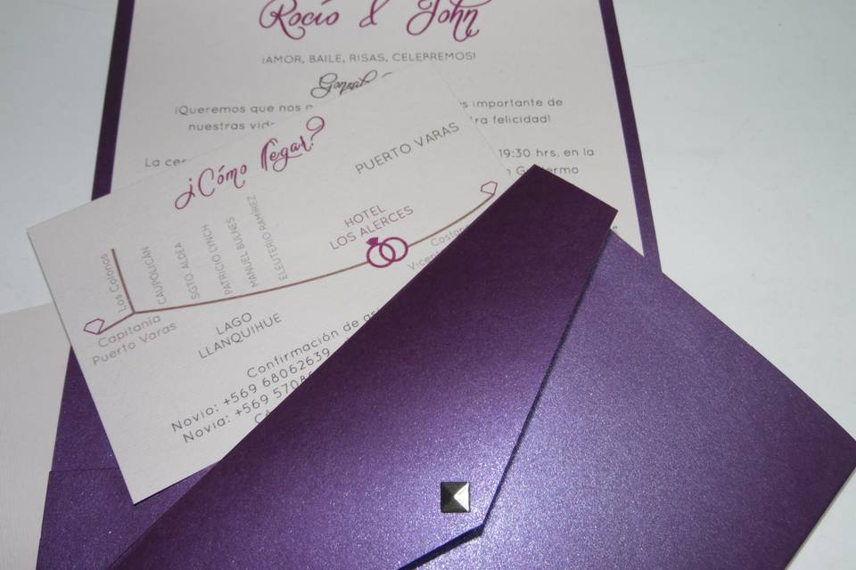 Invitación triptico purpura