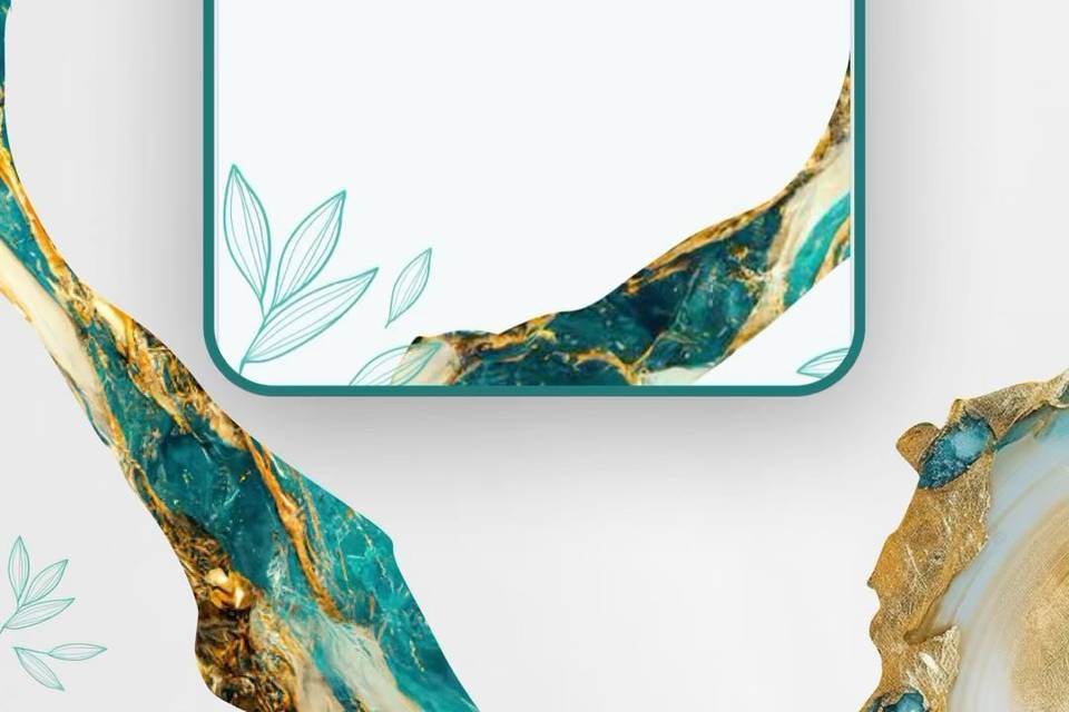 Invitación en verde y dorado