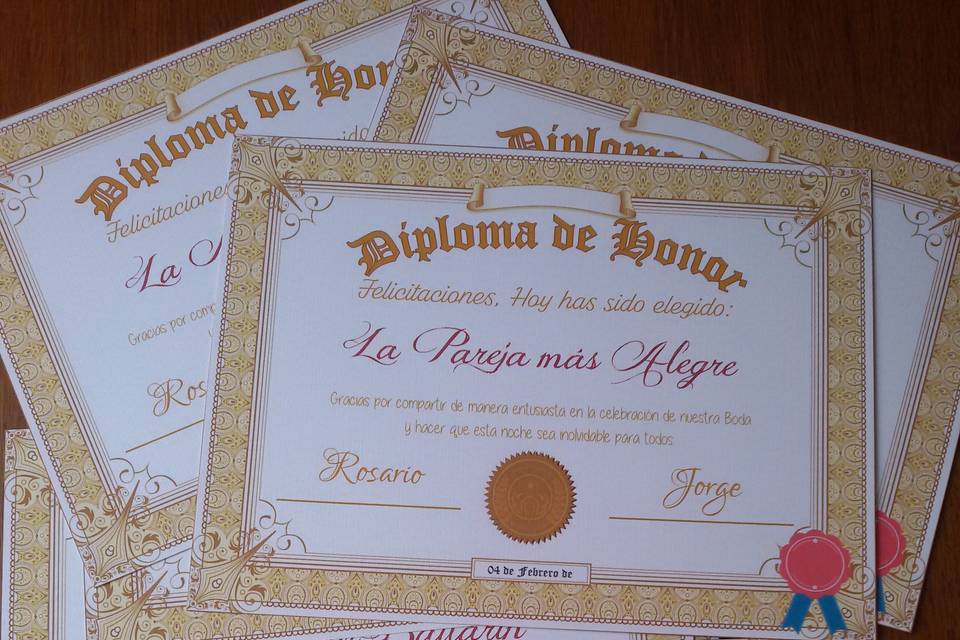 Diplomas para boda
