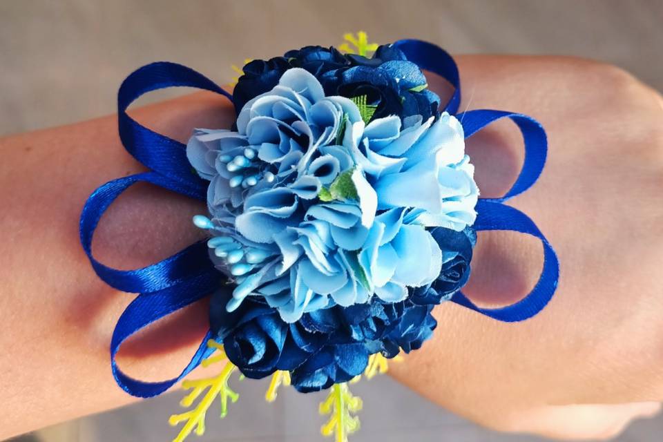 Corsage azul y celeste