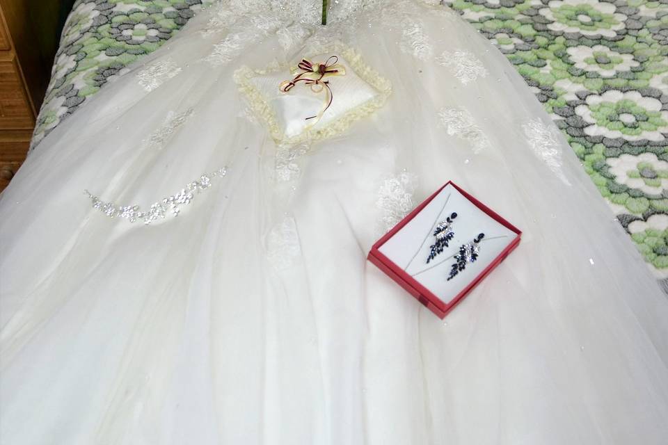 Vestido y accesorios novia