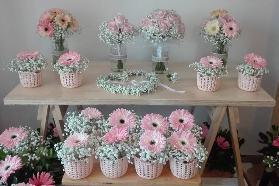 Pack boda gerbera rosa