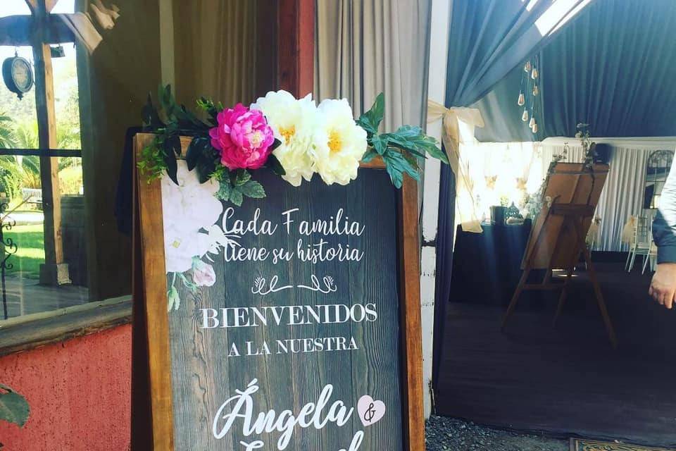 Pizarra de bienvenida boda