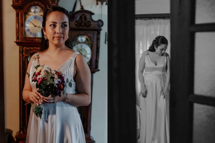 Vestido con broche aplicación