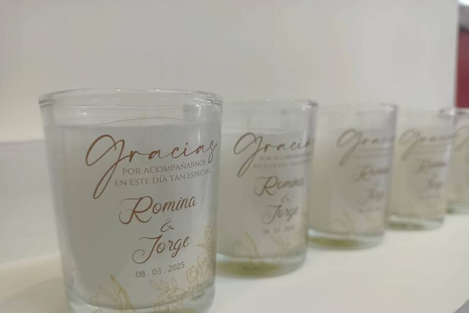 Souvenirs velitas en vaso