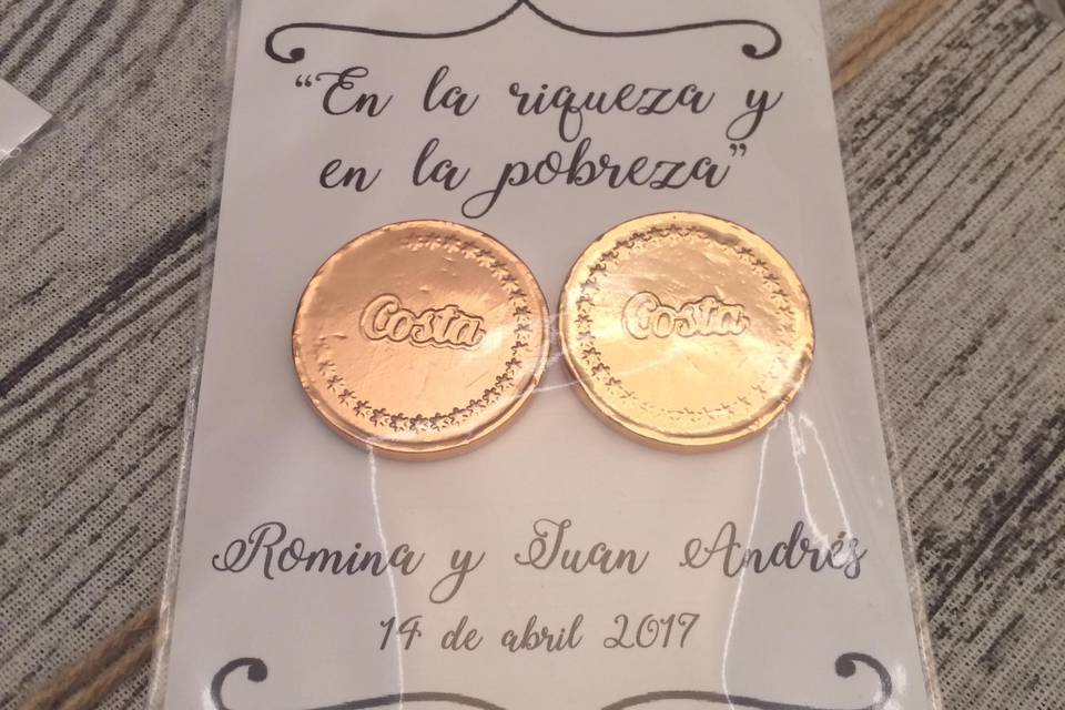 Recuerdo de monedas chocolate