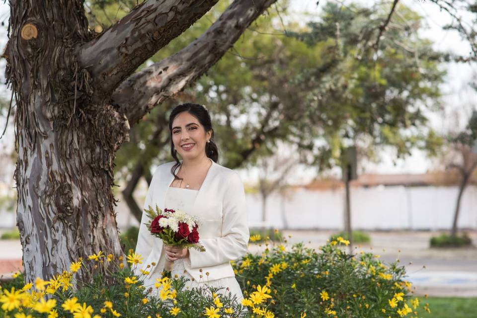 Ramo de novia rojo