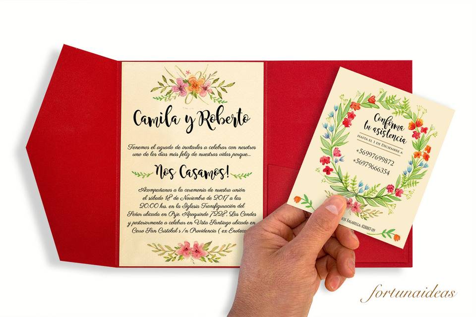 Invitación bolsillo con tarjeta