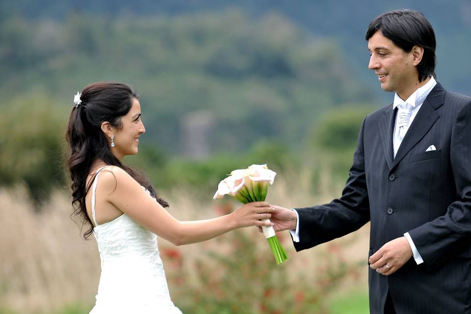 Novios en el parque