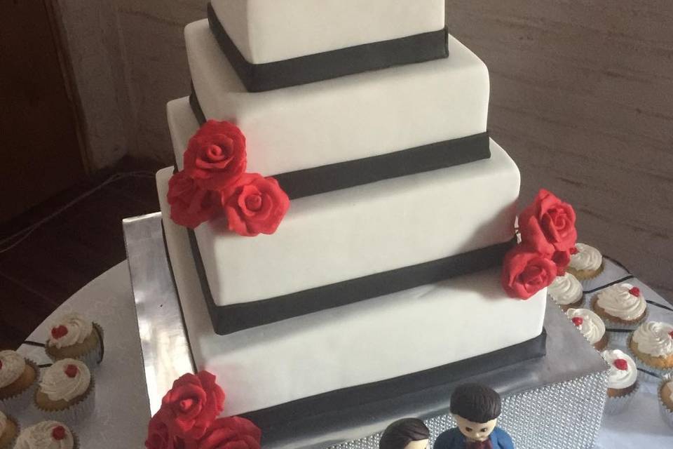 Torta matrimonio en fondant