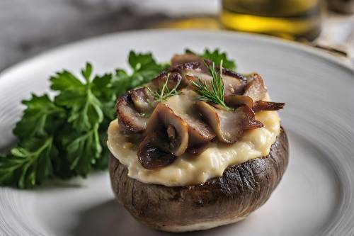 Champiñón relleno de camembert