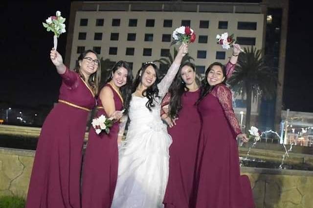 Novia y damas de honor