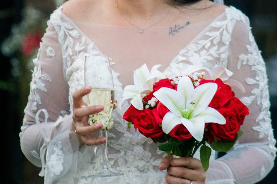 Novia durante el brindis