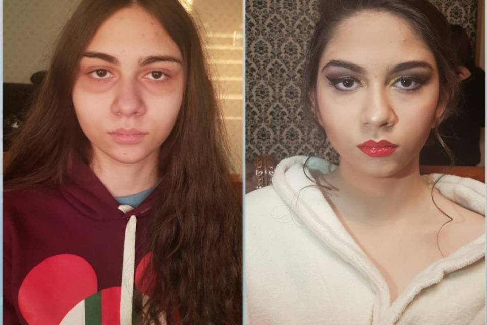 Maquillaje y peinado antes y d