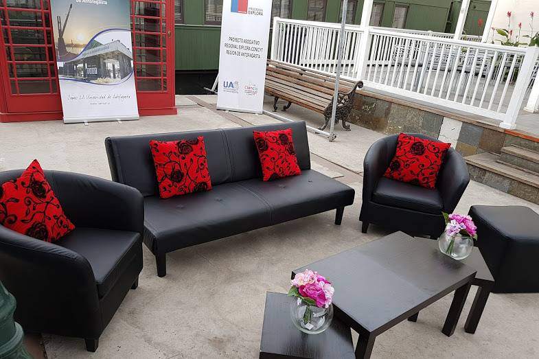 Set lounge en negro rojo