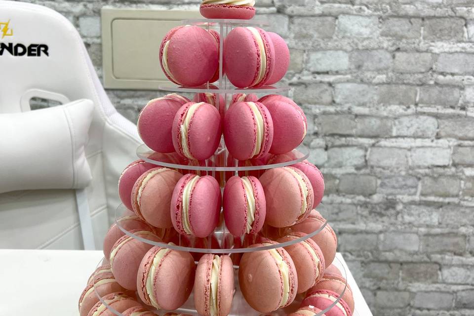 60 macarons tonos rosa