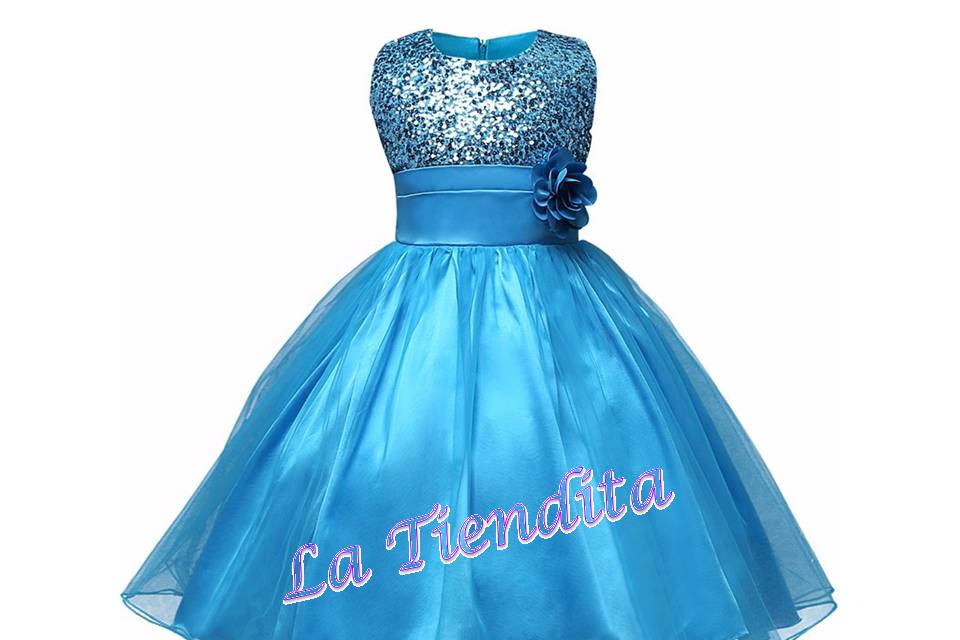 Vestido lentejuelas celeste