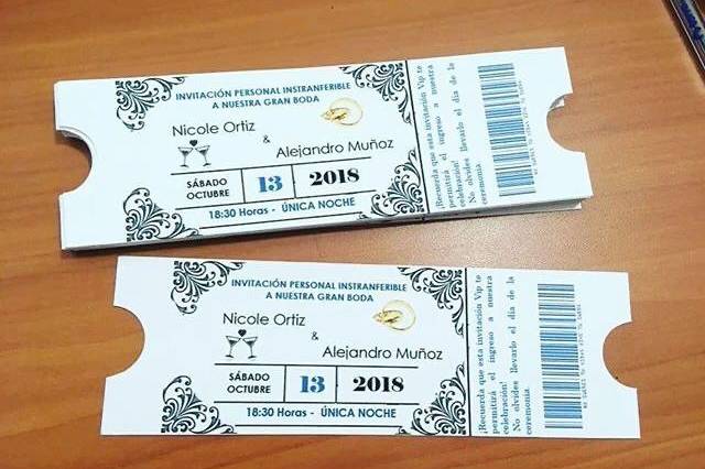 Ticket de ingreso boda