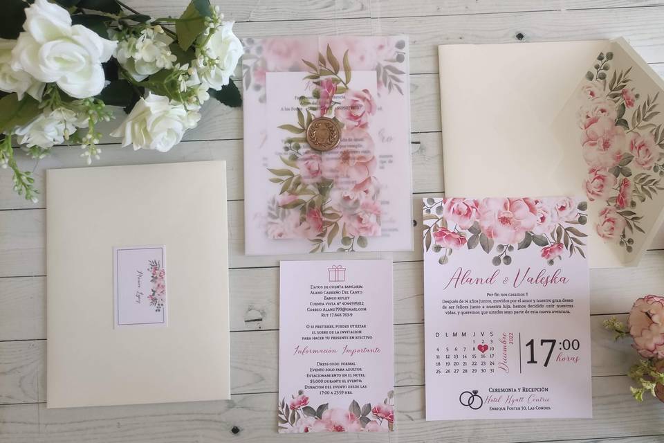 Invitación rosa floral