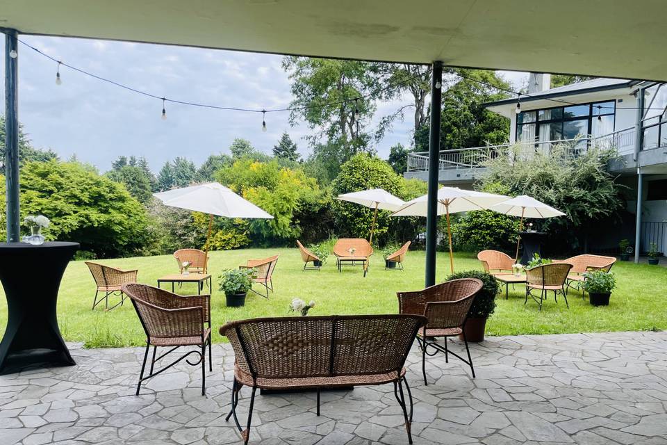 8 juego de terraza mimbres y p