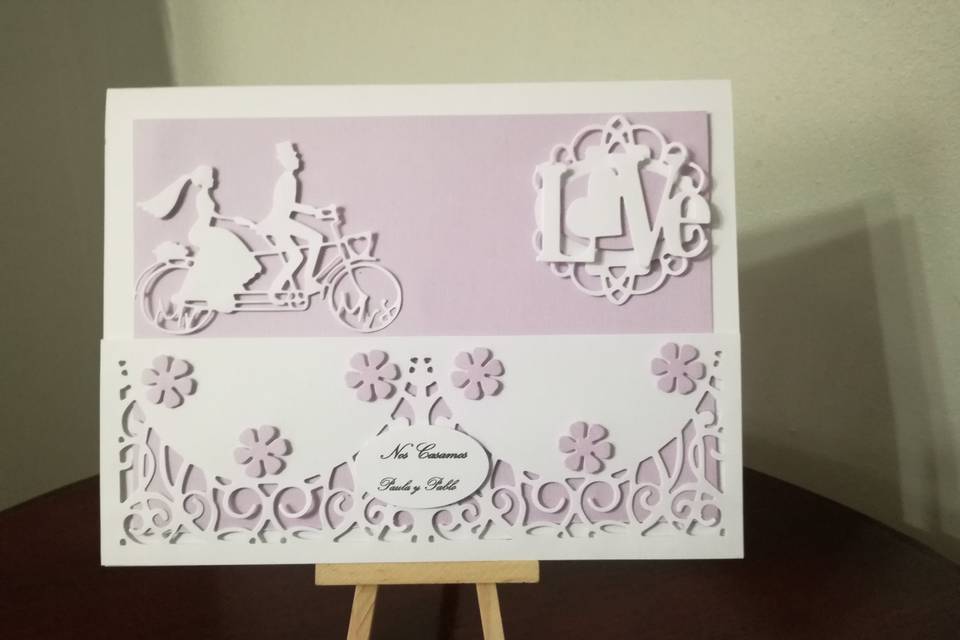 Parte boda novios bicicleta