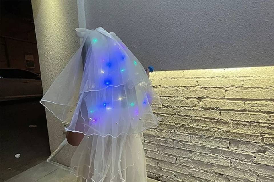 Velo de novia con luz LED