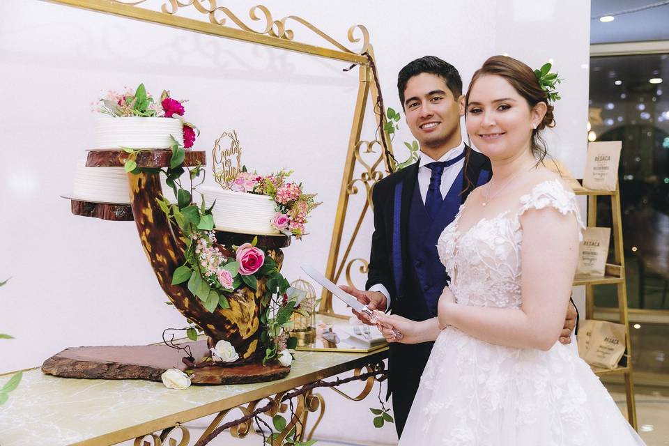 Corte del pastel de bodas