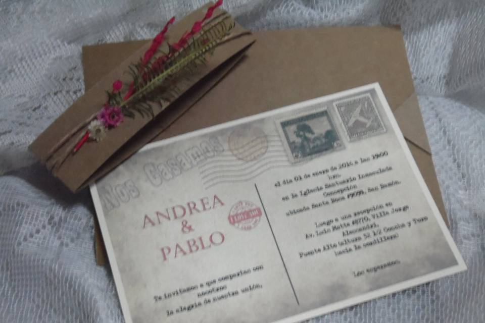 Invitación postal rústica